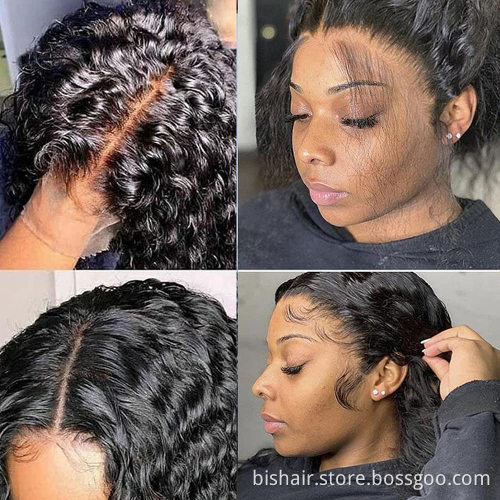 Brazilian Real Hair Water Wave Lace Front Wig 13X4 Lace Front Wig 150% Density Natural Black Suitable for Women 10-28 inches